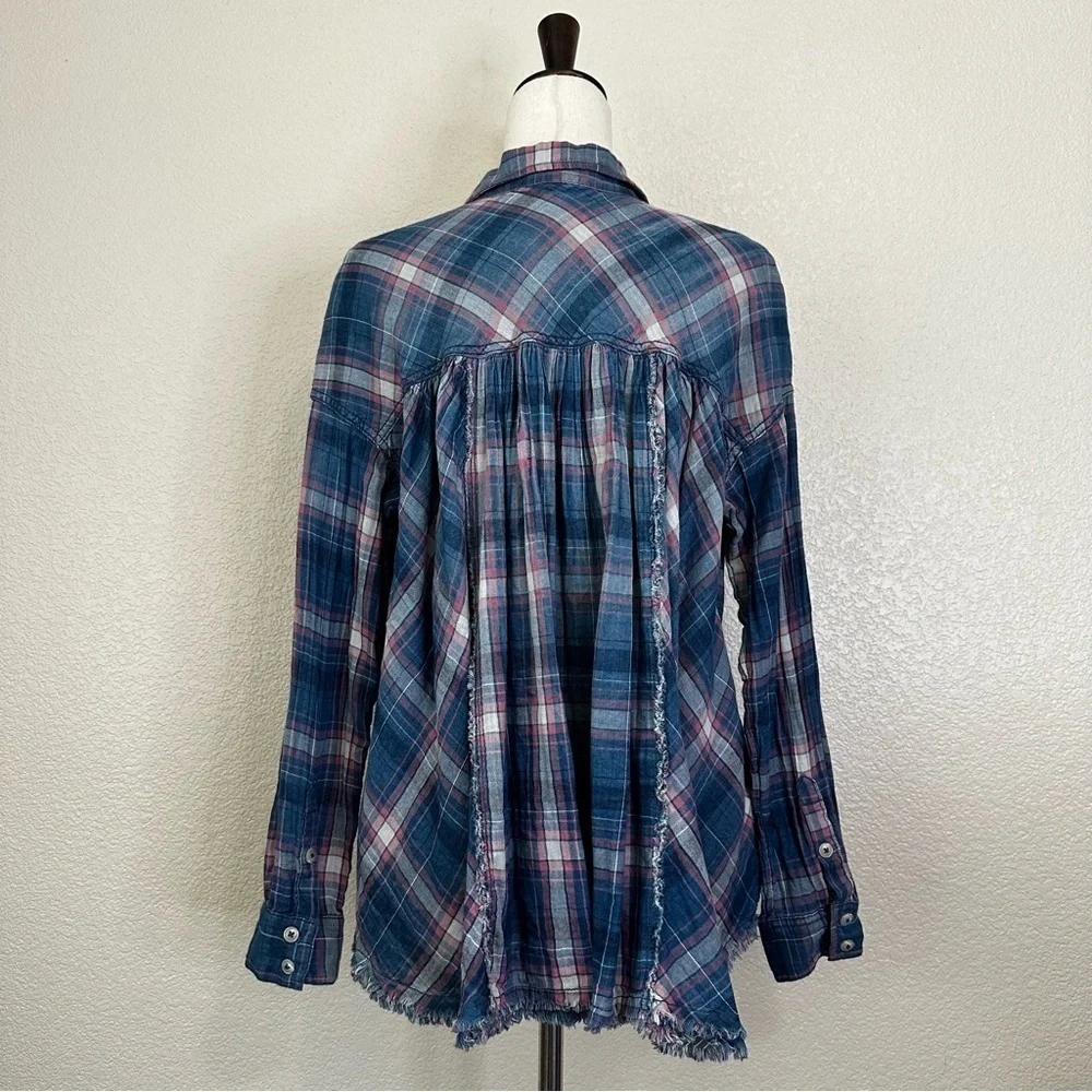 Free People We the Free Seeking Starlight Oversized Plaid Button Down, Size XS